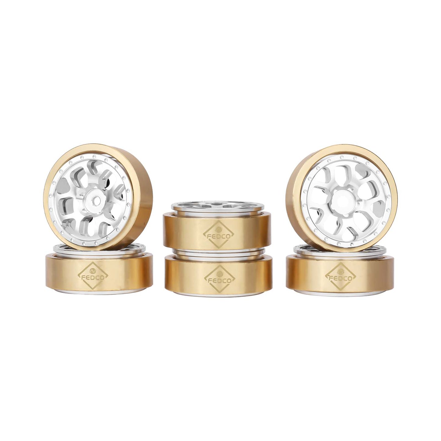 FEDCO HobbyPlus CR18P Wheels 1.3 Beadlock Wheel Rims 1.2 Inch Aluminum With Brass Counterweight For HobbyPlus Arktos 6x6 CR18P upgrades 1/18 RC Crawler