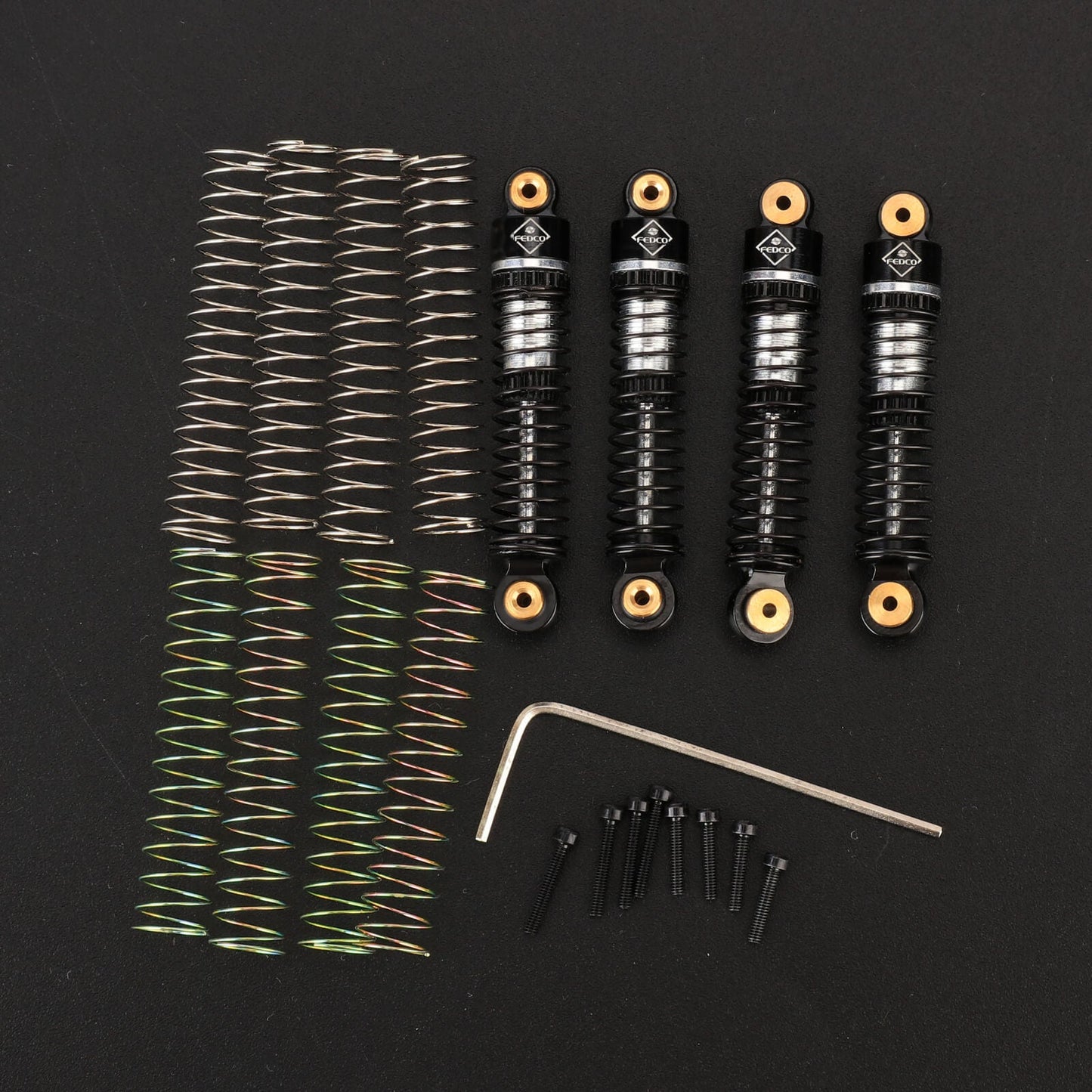 FEDCO SCX24 Shocks 47MM Oil-Filled Shocks Long Travel Shocks Absorber Threaded Shock Absorber Oil Damper For Axial SCX24 Upgrades 1/24 RC Crawler