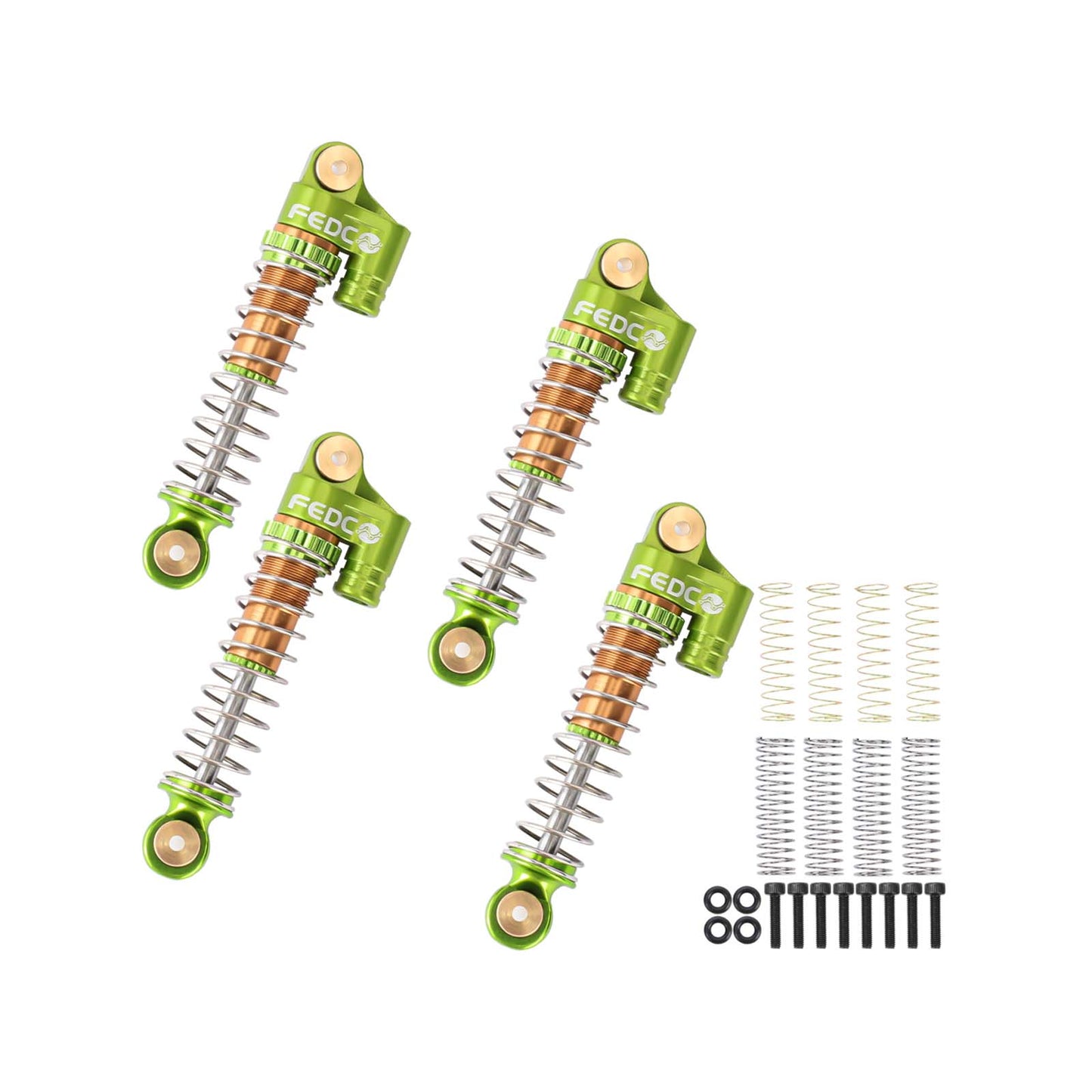 FEDCO SCX24 Oil-Filled Shocks 47mm Long Travel Shock Absorber, CNC Aluminum Threaded Oil Damper with Dual Spring & Brass Ball Head for Axial SCX24 Upgrades 1/24 RC Crawler