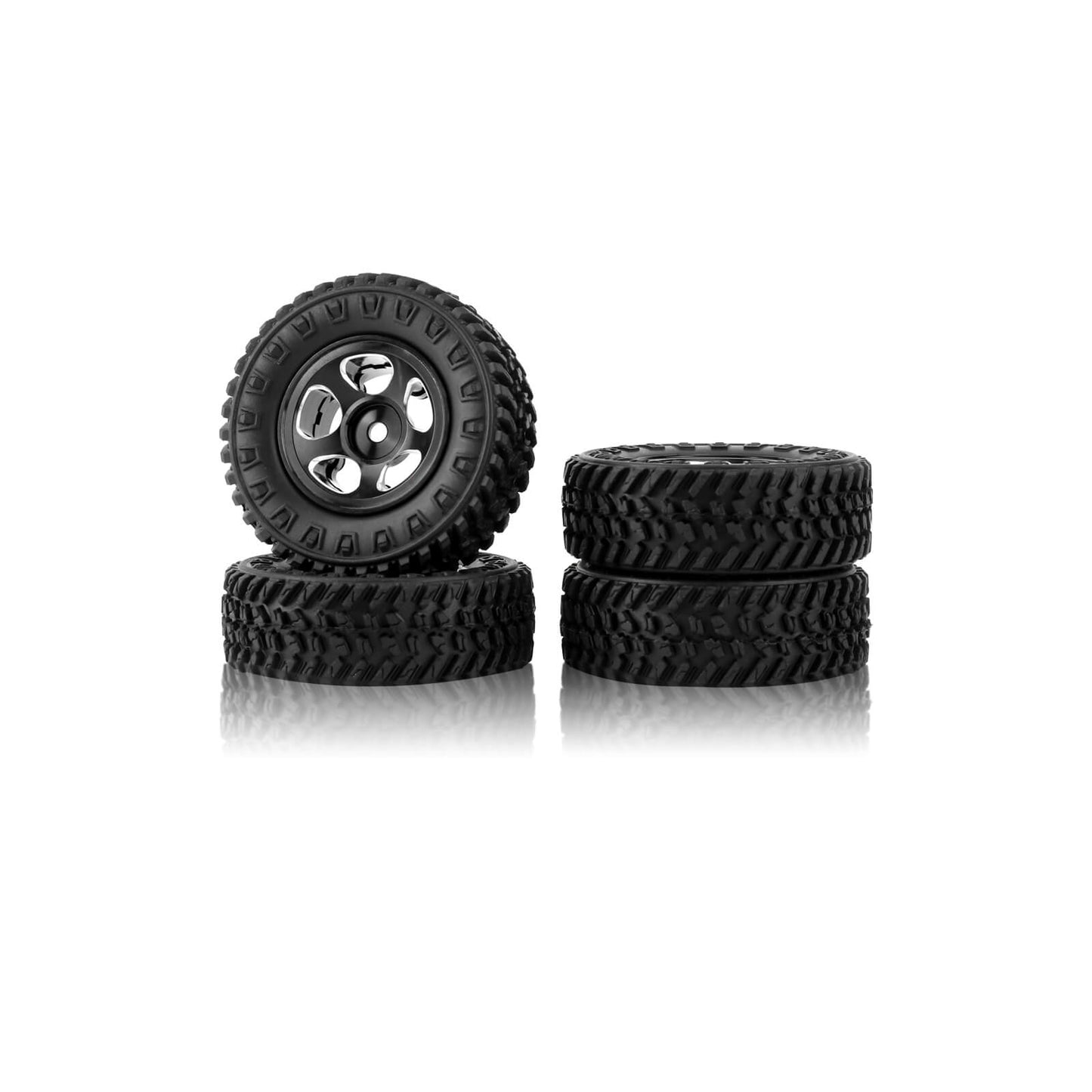 FEDCO FCX24 Wheels and Tires 1.0 Beadlock Wheels 50MM Soft Sticky Tires with Brass Counterweight Ring for FMS FCX24M FCX24 Upgrades 1/24 RC Crawler