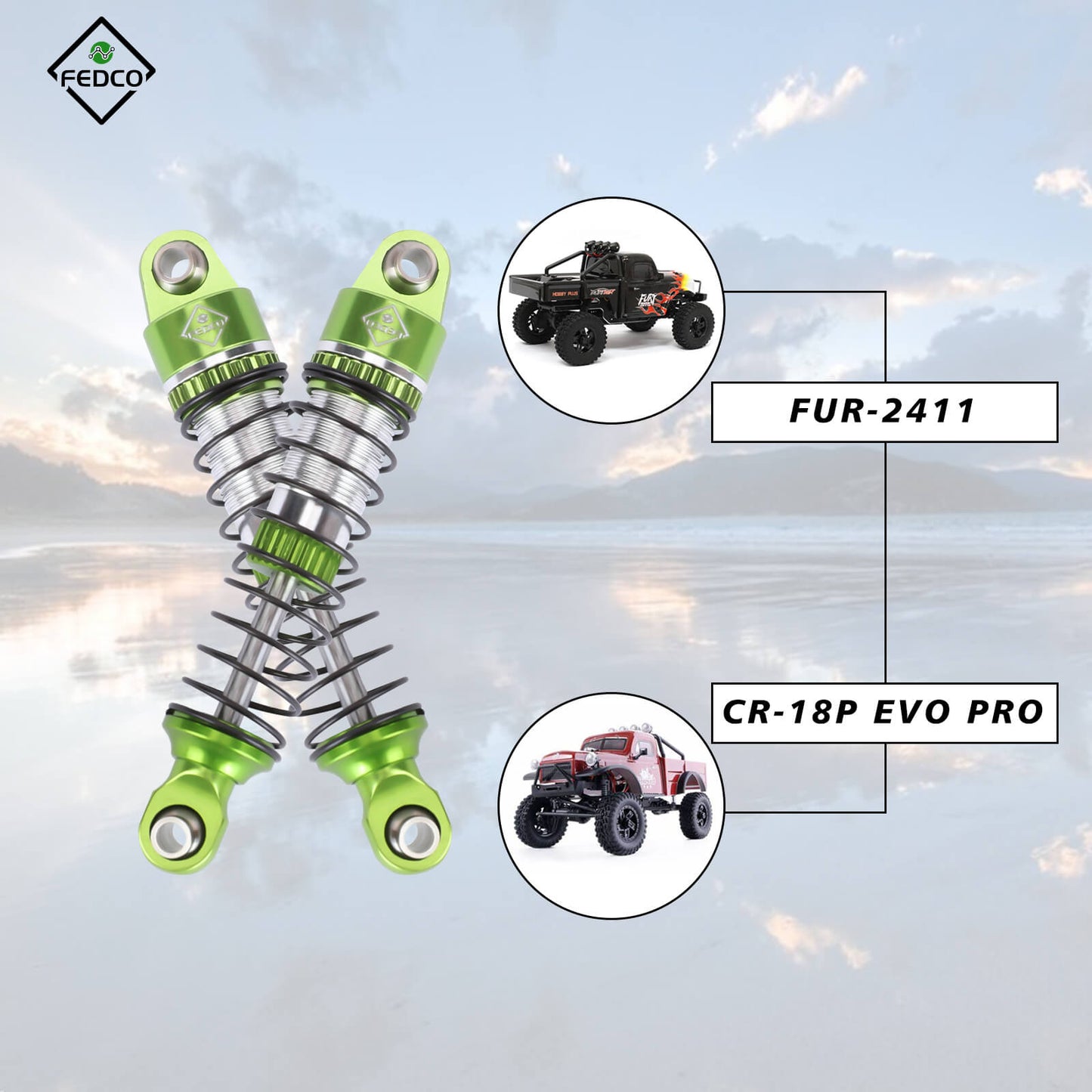 FEDCO HobbyPlus CR18P 59MM Shocks With Spring For HobbyPlus CR18P EVO PRO Furitek Upgrade Parts 1/18 RC Crawler