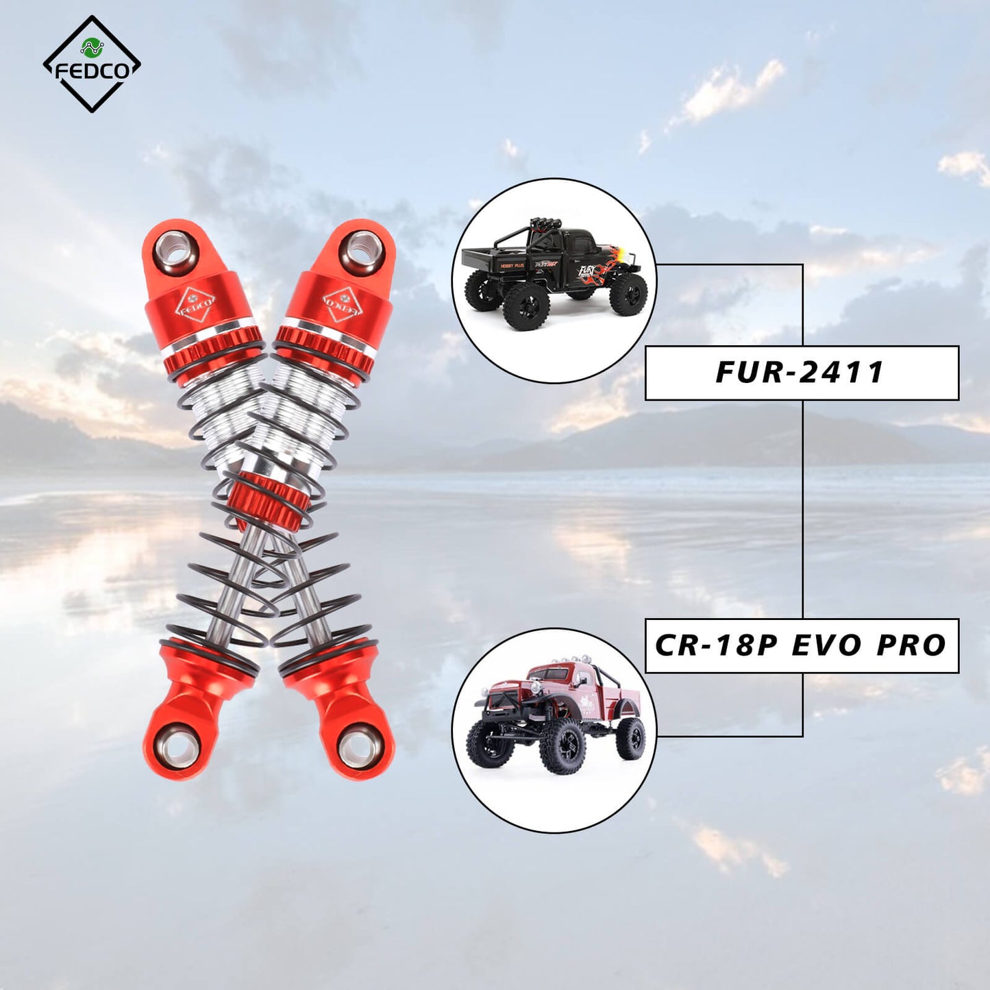 FEDCO HobbyPlus CR18P 59MM Shocks With Spring For HobbyPlus CR18P EVO PRO Furitek Upgrade Parts 1/18 RC Crawler