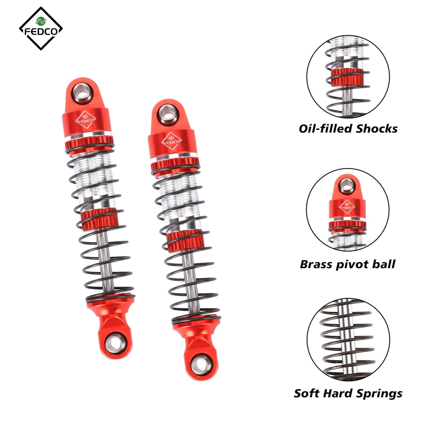 FEDCO HobbyPlus CR18P 59MM Shocks With Spring For HobbyPlus CR18P EVO PRO Furitek Upgrade Parts 1/18 RC Crawler