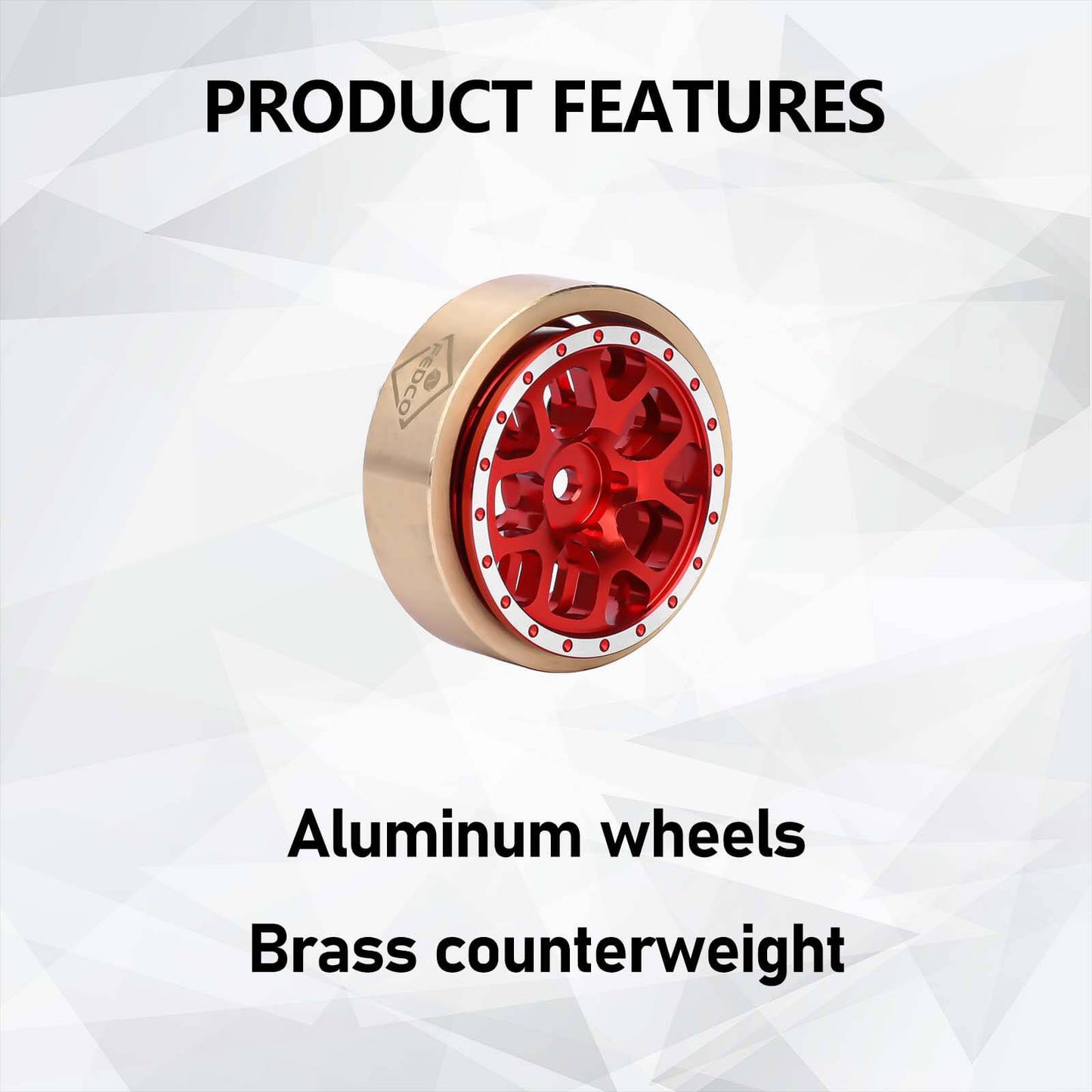 FEDCO HobbyPlus CR18P Wheels 1.3 Beadlock Wheel Rims 1.2 Inch Aluminum With Brass Counterweight For HobbyPlus Arktos 6x6 CR18P upgrades 1/18 RC Crawler