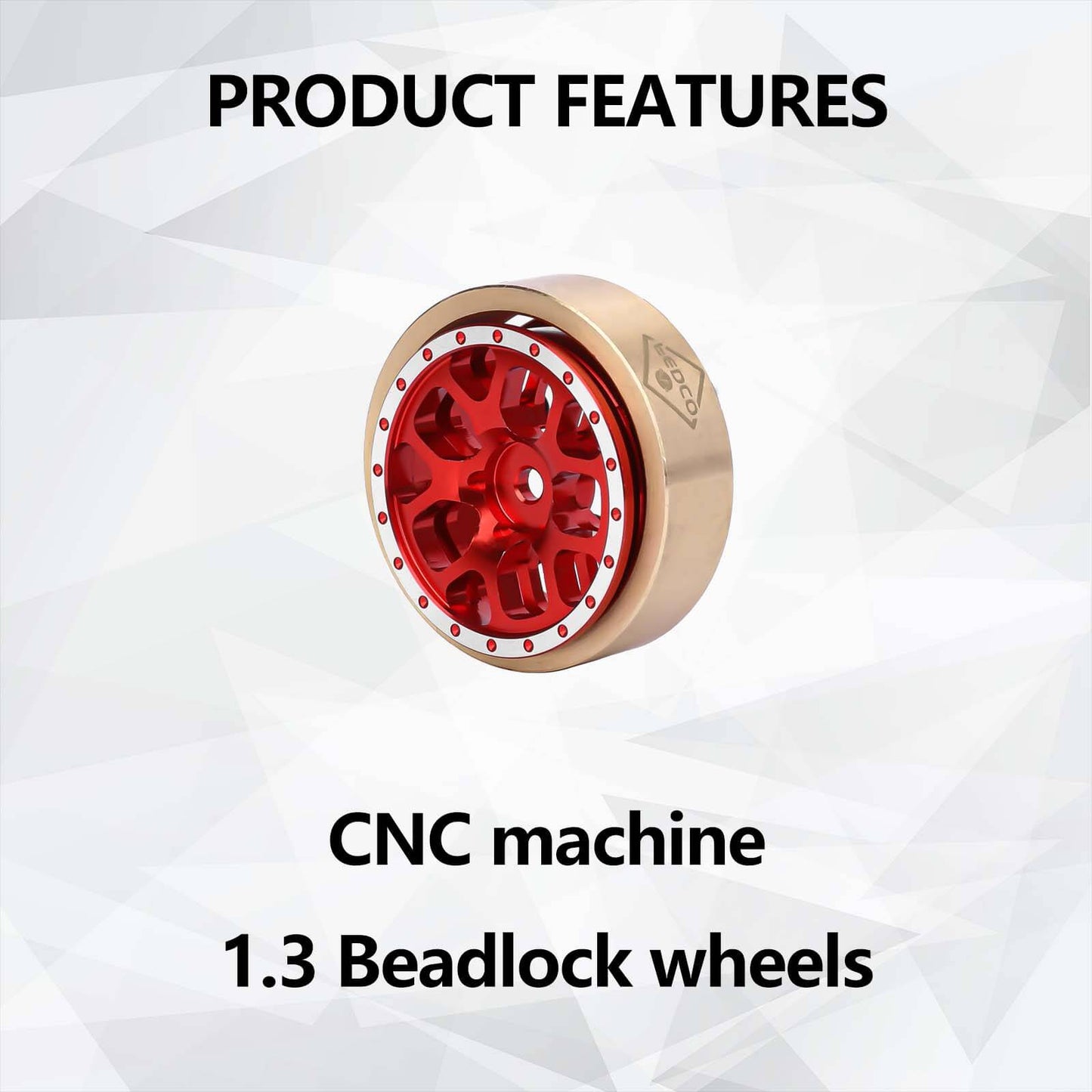 FEDCO HobbyPlus CR18P Wheels 1.3 Beadlock Wheel Rims 1.2 Inch Aluminum With Brass Counterweight For HobbyPlus Arktos 6x6 CR18P upgrades 1/18 RC Crawler