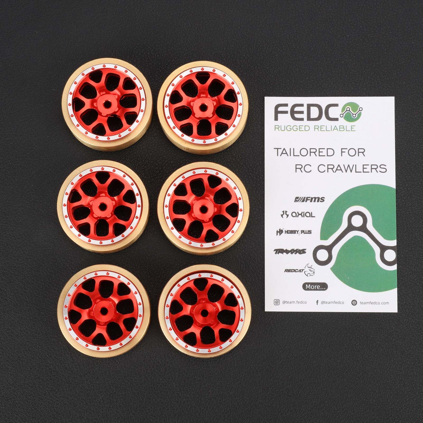 FEDCO HobbyPlus CR18P Wheels 1.3 Beadlock Wheel Rims 1.2 Inch Aluminum With Brass Counterweight For HobbyPlus Arktos 6x6 CR18P upgrades 1/18 RC Crawler