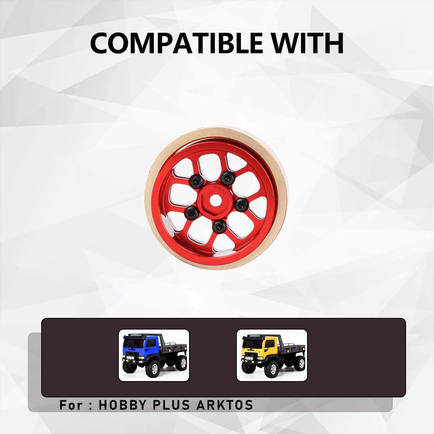 FEDCO HobbyPlus CR18P Wheels 1.3 Beadlock Wheel Rims 1.2 Inch Aluminum With Brass Counterweight For HobbyPlus Arktos 6x6 CR18P upgrades 1/18 RC Crawler