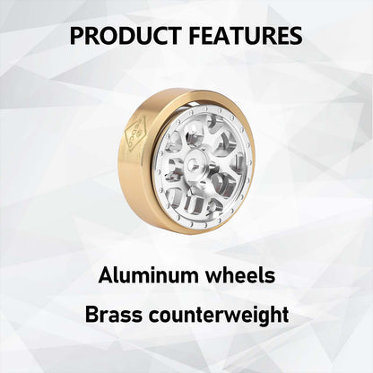 FEDCO HobbyPlus CR18P Wheels 1.3 Beadlock Wheel Rims 1.2 Inch Aluminum With Brass Counterweight For HobbyPlus Arktos 6x6 CR18P upgrades 1/18 RC Crawler