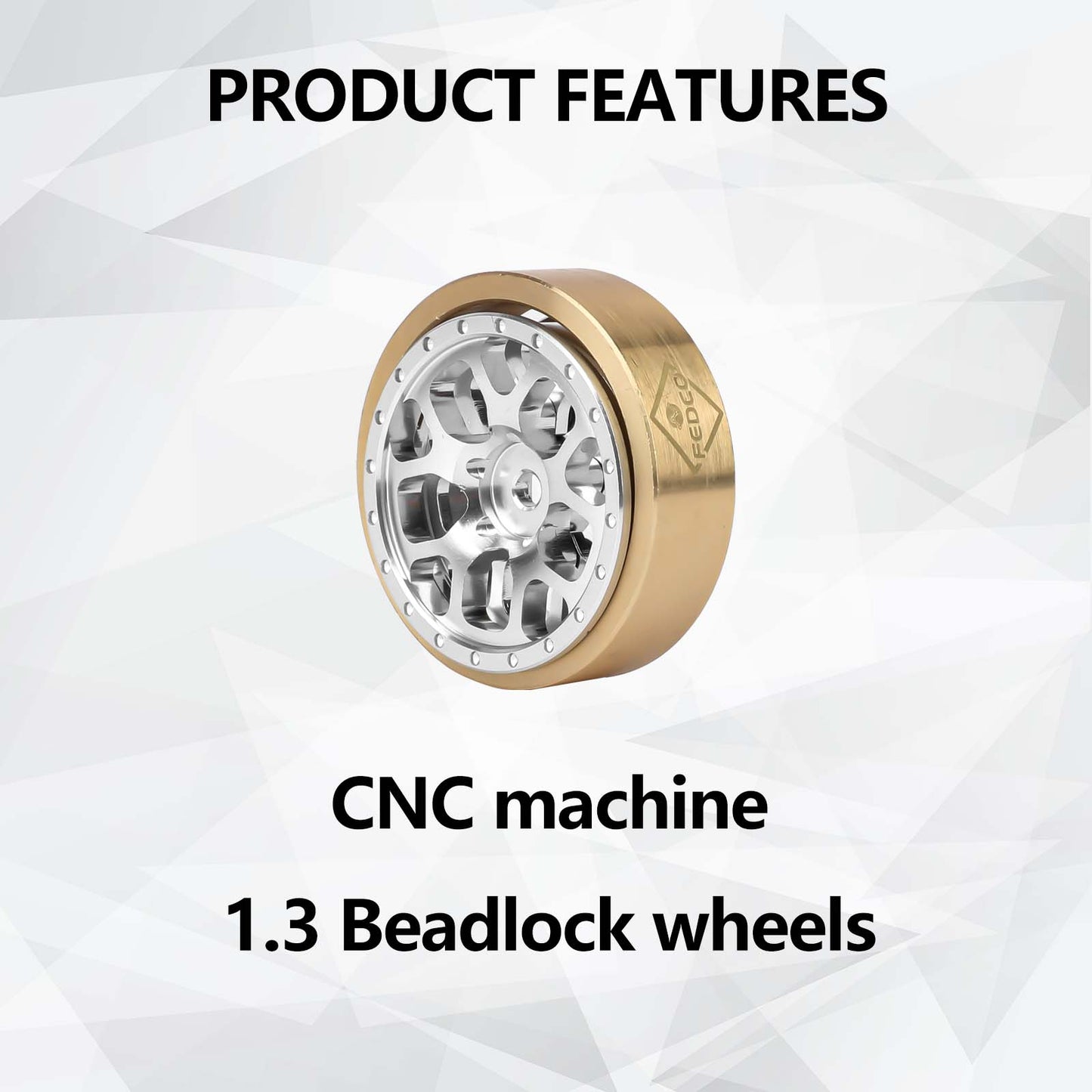 FEDCO HobbyPlus CR18P Wheels 1.3 Beadlock Wheel Rims 1.2 Inch Aluminum With Brass Counterweight For HobbyPlus Arktos 6x6 CR18P upgrades 1/18 RC Crawler