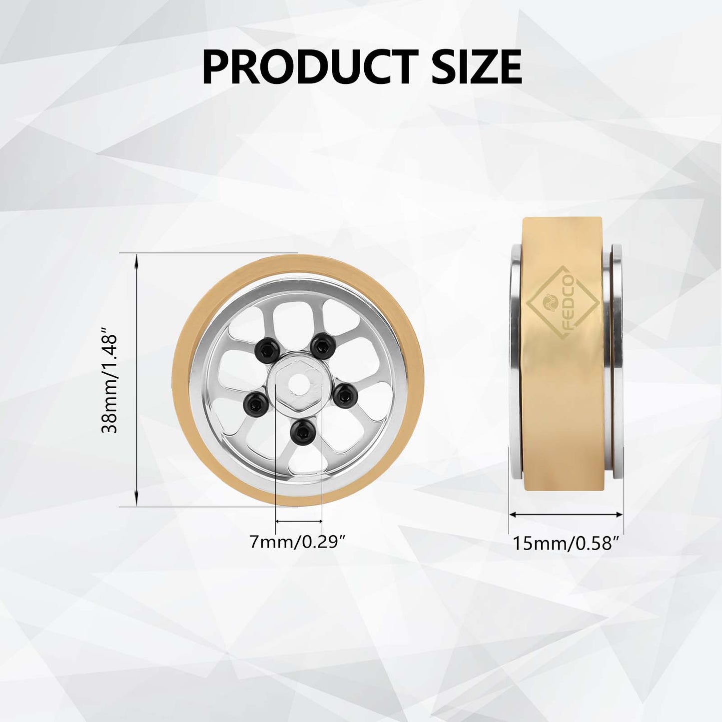 FEDCO HobbyPlus CR18P Wheels 1.3 Beadlock Wheel Rims 1.2 Inch Aluminum With Brass Counterweight For HobbyPlus Arktos 6x6 CR18P upgrades 1/18 RC Crawler