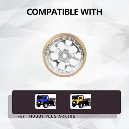 FEDCO HobbyPlus CR18P Wheels 1.3 Beadlock Wheel Rims 1.2 Inch Aluminum With Brass Counterweight For HobbyPlus Arktos 6x6 CR18P upgrades 1/18 RC Crawler