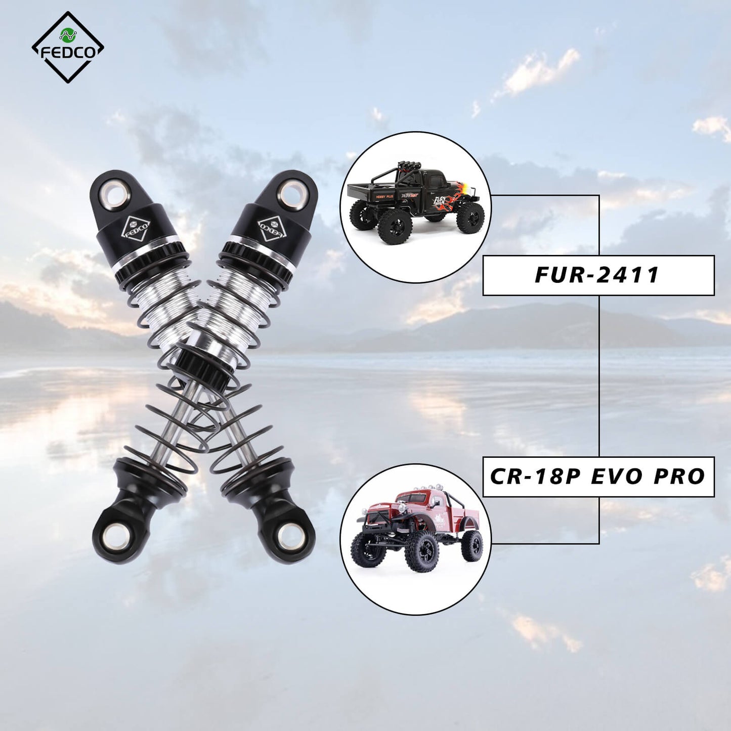 FEDCO HobbyPlus CR18P Arktos Shocks 59MM For HobbyPlus Arktos 6x6 CR18P Upgrades 1/18 RC Crawler