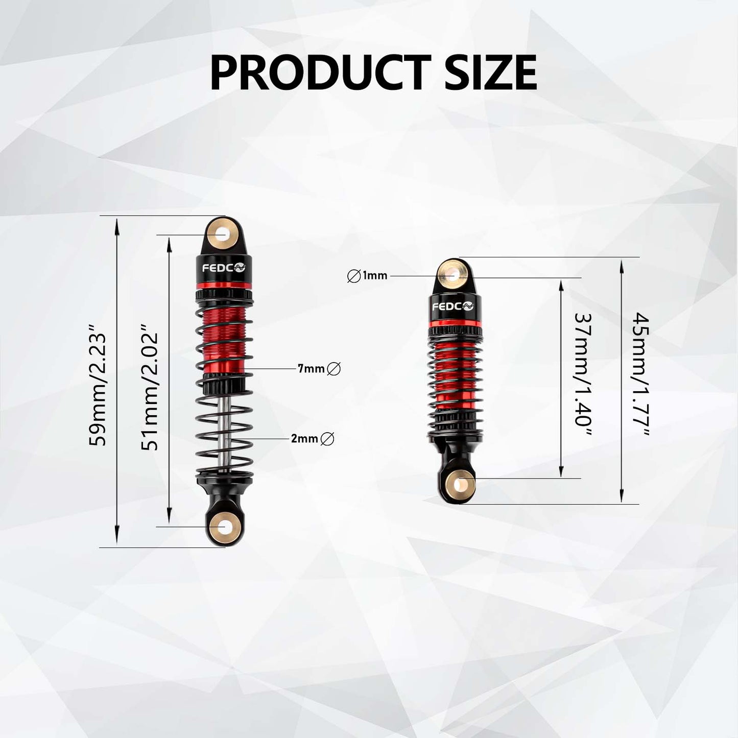FEDCO HPI Venture18 Shocks 53MM Shock absorbers With Springs CNC Threaded Oil Damper For HPI Venture18 Upgrades 1/18 RC Crawler