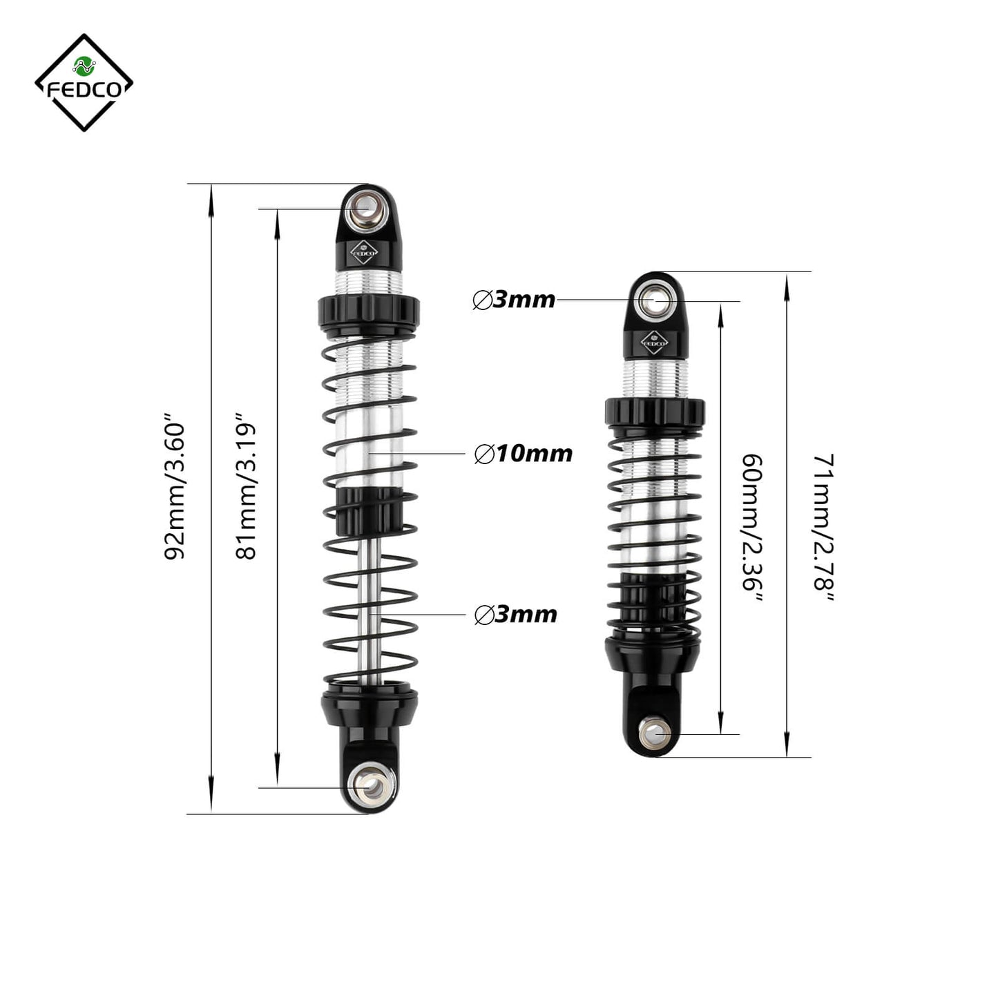 FEDCO UTB18 Shocks 92MM For Axial Capra UTB18 Upgrades Trail 4WD 1/18 RC Crawler