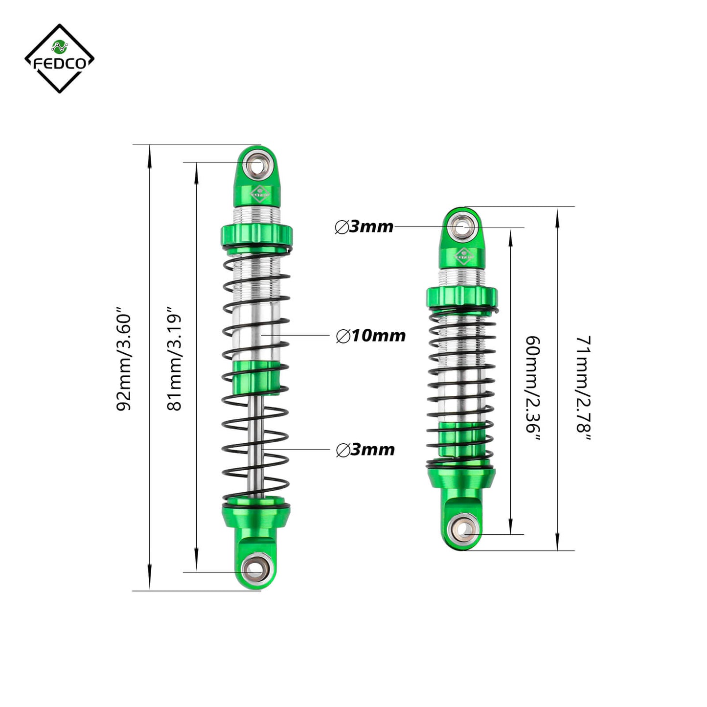 FEDCO UTB18 Shocks 92MM For Axial Capra UTB18 Upgrades Trail 4WD 1/18 RC Crawler