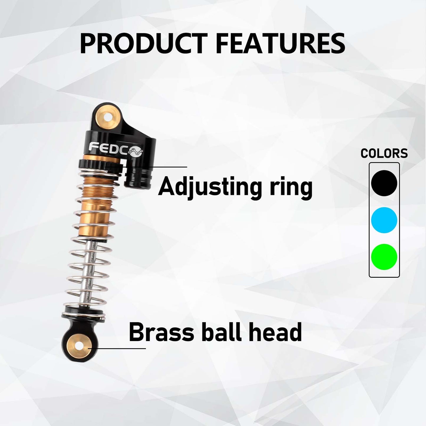 FEDCO SCX24 Oil-Filled Shocks 47mm Long Travel Shock Absorber, CNC Aluminum Threaded Oil Damper with Dual Spring & Brass Ball Head for Axial SCX24 Upgrades 1/24 RC Crawler