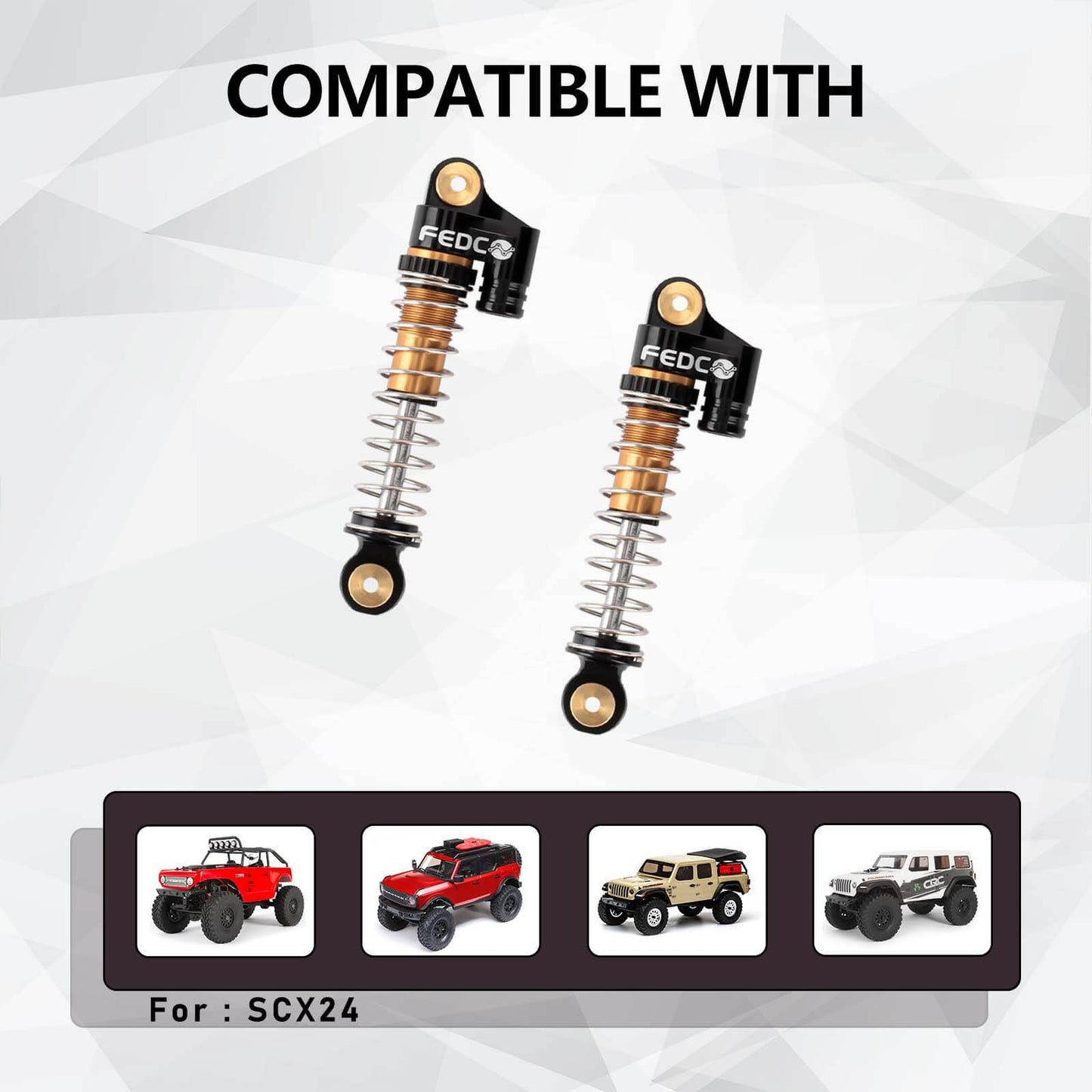 FEDCO SCX24 Oil-Filled Shocks 47mm Long Travel Shock Absorber, CNC Aluminum Threaded Oil Damper with Dual Spring & Brass Ball Head for Axial SCX24 Upgrades 1/24 RC Crawler