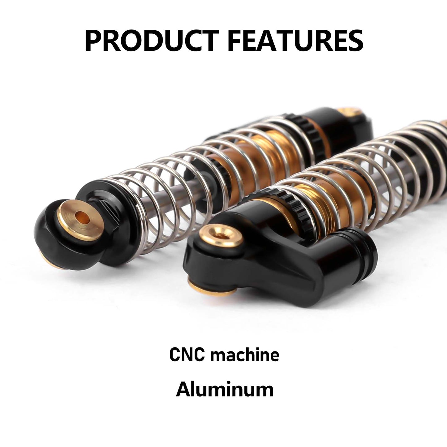 FEDCO SCX24 Oil-Filled Shocks 47mm Long Travel Shock Absorber, CNC Aluminum Threaded Oil Damper with Dual Spring & Brass Ball Head for Axial SCX24 Upgrades 1/24 RC Crawler