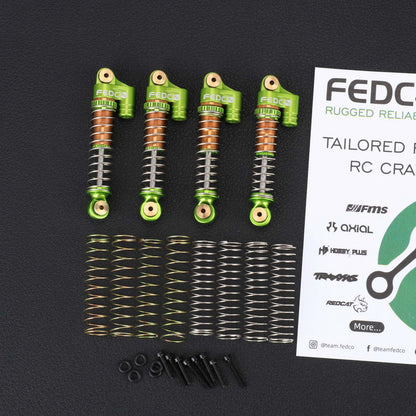 FEDCO SCX24 Oil-Filled Shocks 47mm Long Travel Shock Absorber, CNC Aluminum Threaded Oil Damper with Dual Spring & Brass Ball Head for Axial SCX24 Upgrades 1/24 RC Crawler