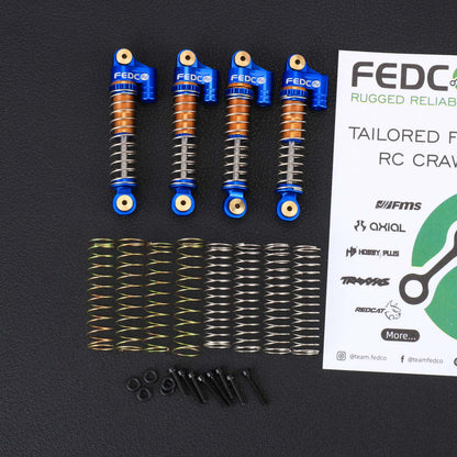 FEDCO SCX24 Oil-Filled Shocks 47mm Long Travel Shock Absorber, CNC Aluminum Threaded Oil Damper with Dual Spring & Brass Ball Head for Axial SCX24 Upgrades 1/24 RC Crawler