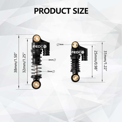 FEDCO SCX24 38mm Oil-Filled Shocks - CNC Aluminum Threaded Shock Absorber For Axial SCX24 Upgrade Parts 1/24 RC Crawlers
