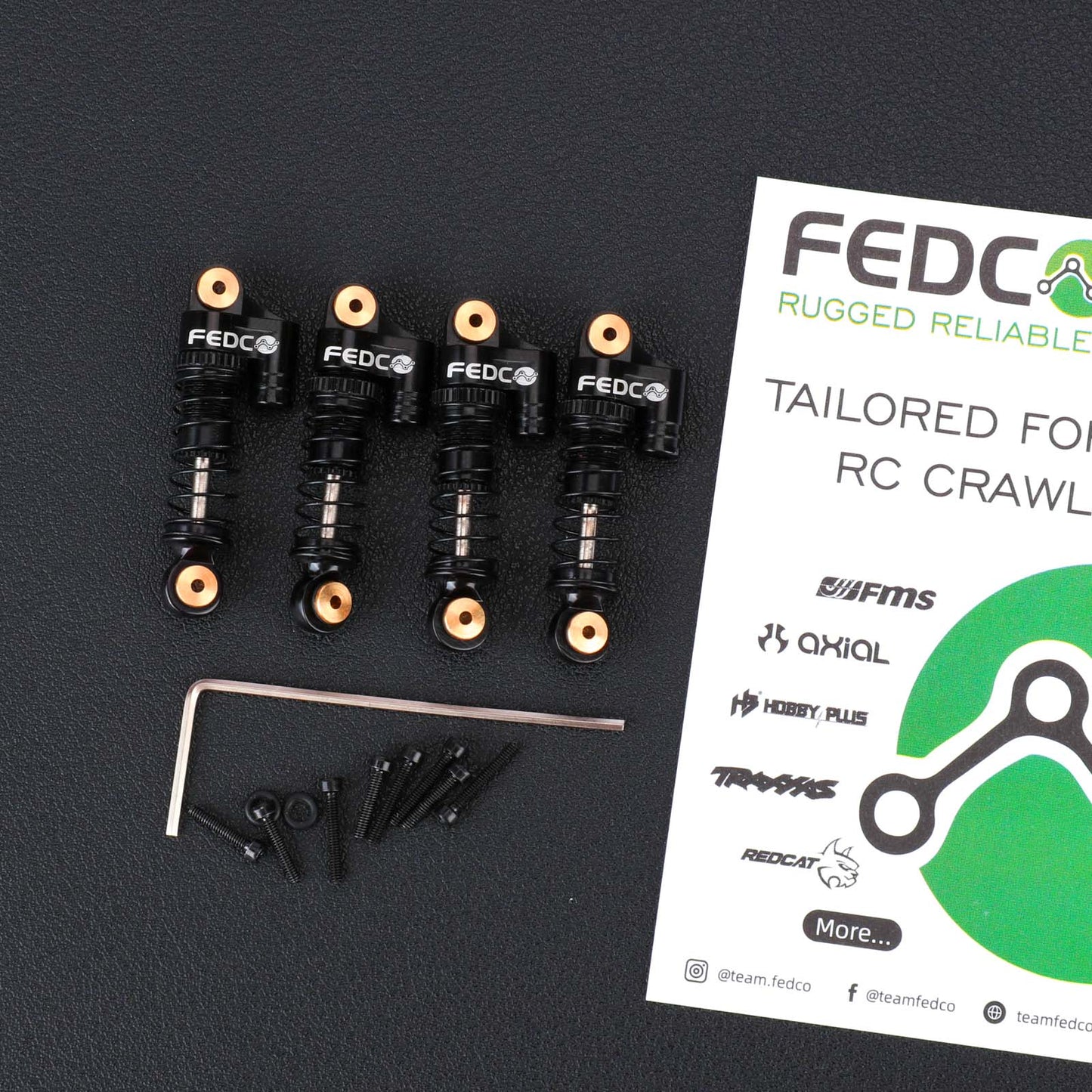 FEDCO SCX24 38mm Oil-Filled Shocks - CNC Aluminum Threaded Shock Absorber For Axial SCX24 Upgrade Parts 1/24 RC Crawlers