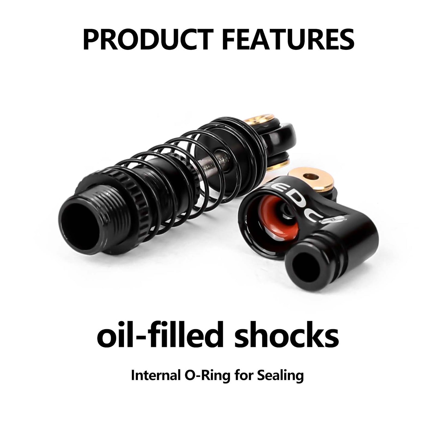 FEDCO SCX24 38mm Oil-Filled Shocks - CNC Aluminum Threaded Shock Absorber For Axial SCX24 Upgrade Parts 1/24 RC Crawlers