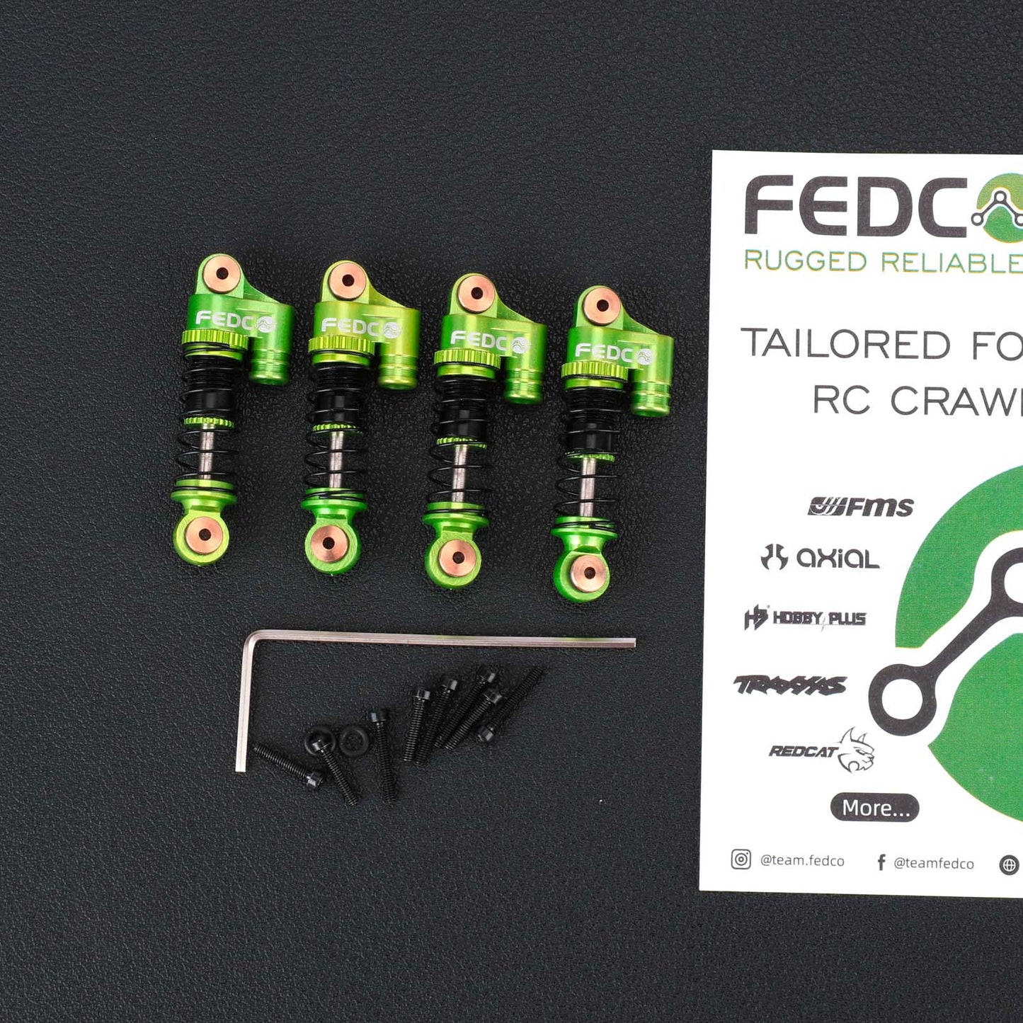 FEDCO SCX24 38mm Oil-Filled Shocks - CNC Aluminum Threaded Shock Absorber For Axial SCX24 Upgrade Parts 1/24 RC Crawlers