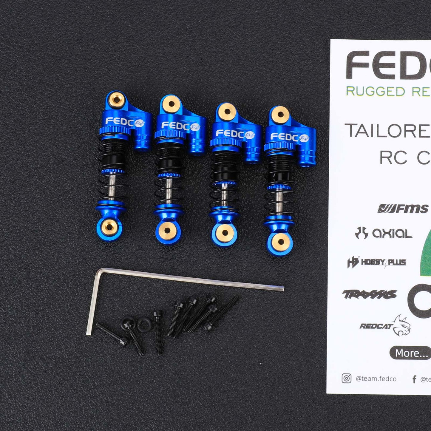 FEDCO SCX24 38mm Oil-Filled Shocks - CNC Aluminum Threaded Shock Absorber For Axial SCX24 Upgrade Parts 1/24 RC Crawlers