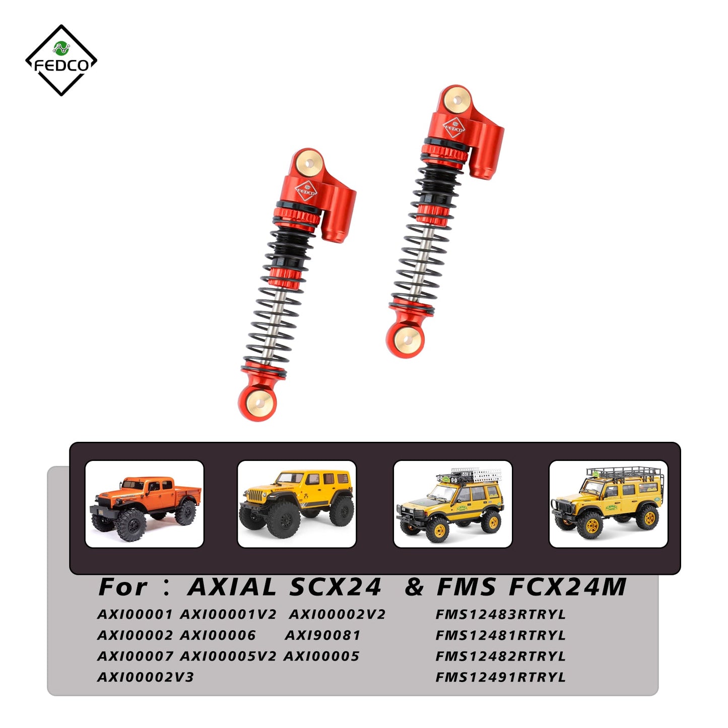 FEDCO SCX24 Shock Flex Blades With Shocks Absorber for Axial SCX24 Upgrade Parts 1/24 RC Crawler