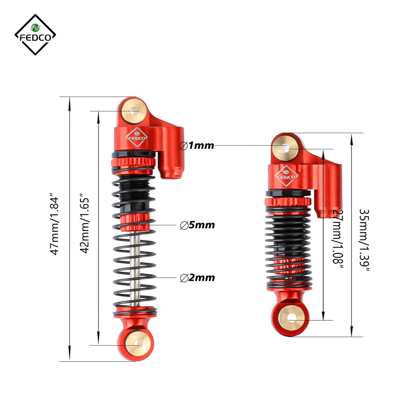 FEDCO SCX24 Shock Flex Blades With Shocks Absorber for Axial SCX24 Upgrade Parts 1/24 RC Crawler