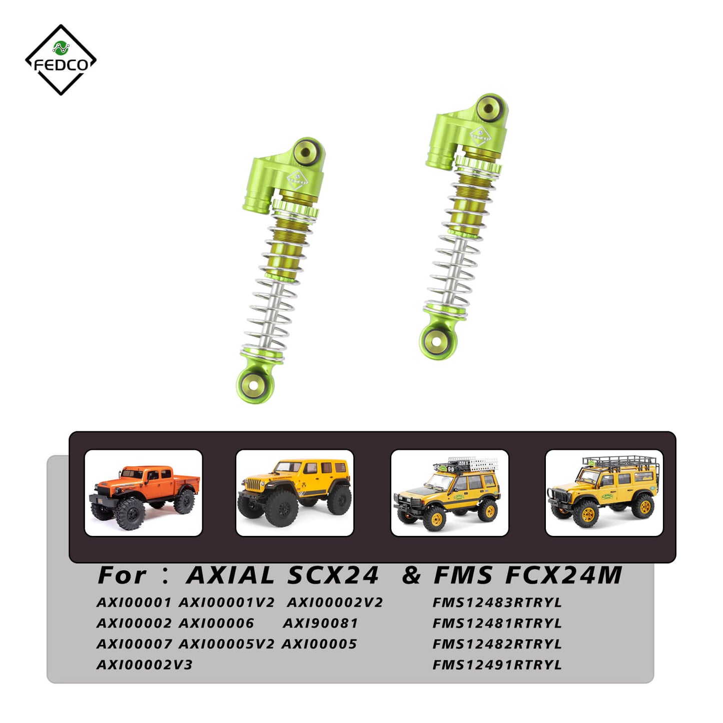 FEDCO SCX24 Shocks 48MM Oil-Filled Shocks Absorber Aluminum Threaded Absorber Oil Damper With Springs For Axial SCX24 FMS FCX24M Upgrades 1/24 RC Crawler