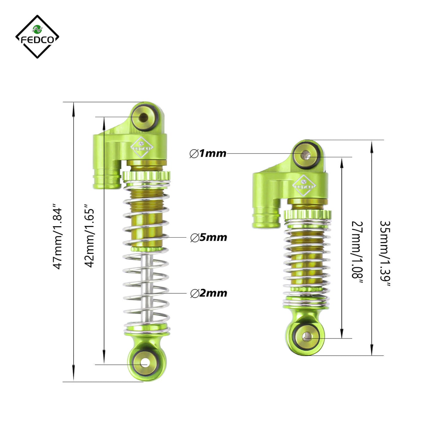 FEDCO SCX24 Shocks 48MM Oil-Filled Shocks Absorber Aluminum Threaded Absorber Oil Damper With Springs For Axial SCX24 FMS FCX24M Upgrades 1/24 RC Crawler