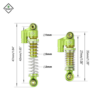FEDCO SCX24 Shocks 48MM Oil-Filled Shocks Absorber Aluminum Threaded Absorber Oil Damper With Springs For Axial SCX24 FMS FCX24M Upgrades 1/24 RC Crawler