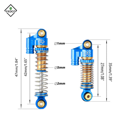 FEDCO SCX24 Shocks 48MM Oil-Filled Shocks Absorber Aluminum Threaded Absorber Oil Damper With Springs For Axial SCX24 FMS FCX24M Upgrades 1/24 RC Crawler