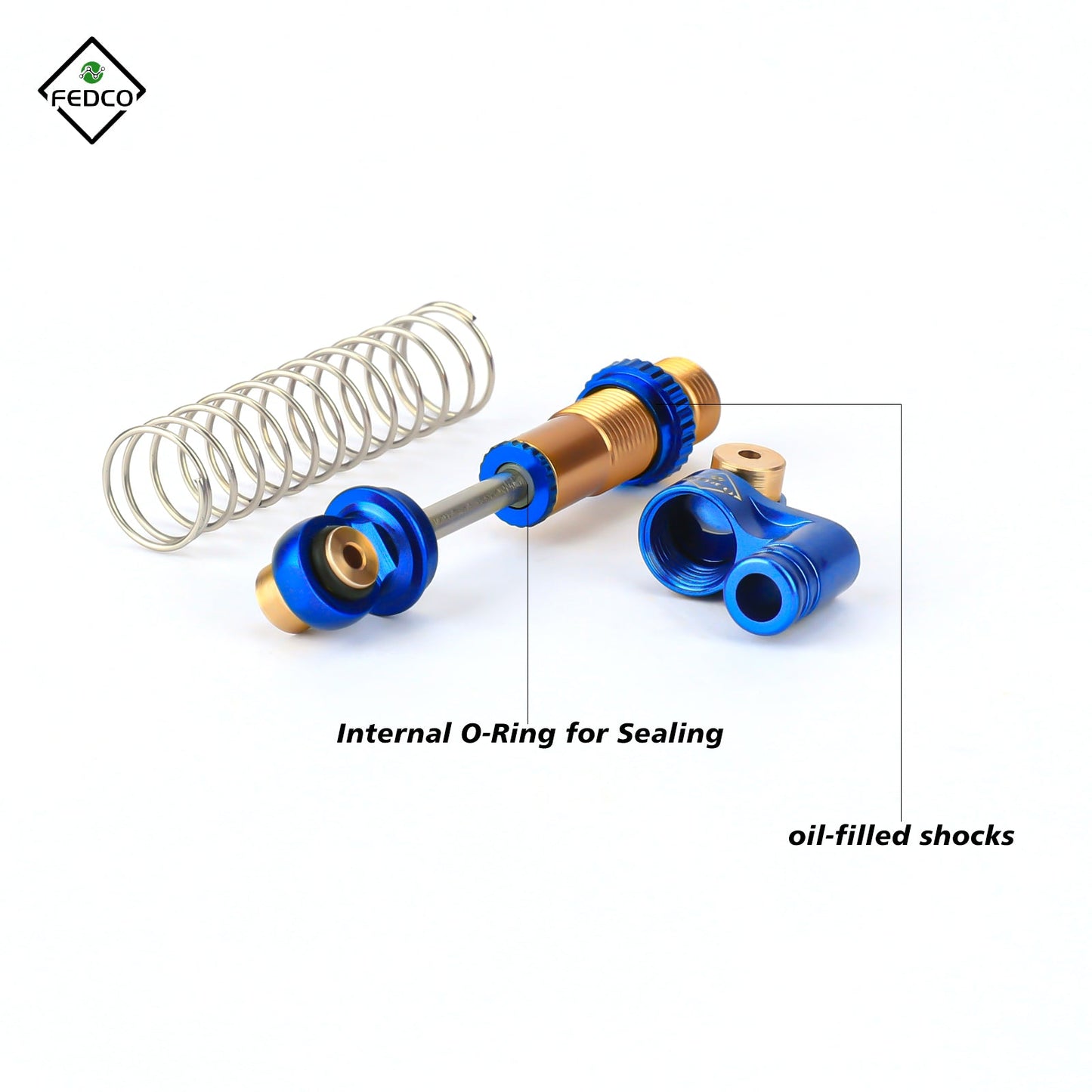 FEDCO SCX24 Shocks 48MM Oil-Filled Shocks Absorber Aluminum Threaded Absorber Oil Damper With Springs For Axial SCX24 FMS FCX24M Upgrades 1/24 RC Crawler
