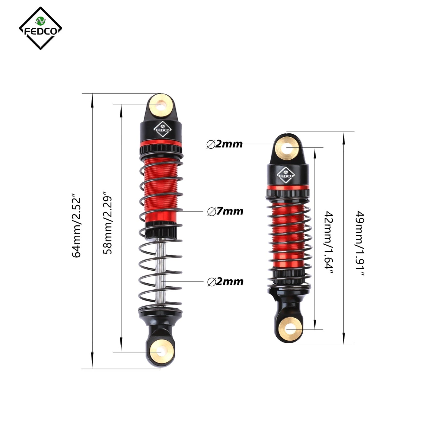 FEDCO Redcat Ascent 18 Shocks 59MM Shocks Long Travel Shocks For Redcat Ascent 18 Upgrade Parts 1/18 RC Crawler