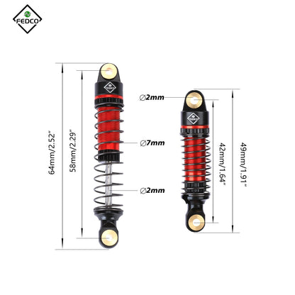 FEDCO Redcat Ascent 18 Shocks 59MM Shocks Long Travel Shocks For Redcat Ascent 18 Upgrade Parts 1/18 RC Crawler