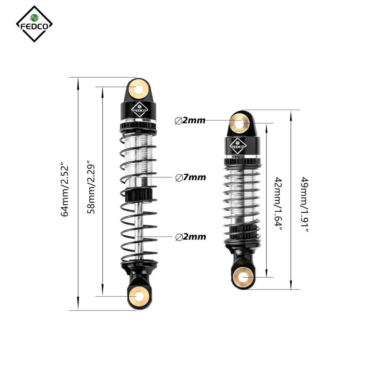 FEDCO Redcat Ascent 18 Shocks 59MM Shocks Long Travel Shocks For Redcat Ascent 18 Upgrade Parts 1/18 RC Crawler