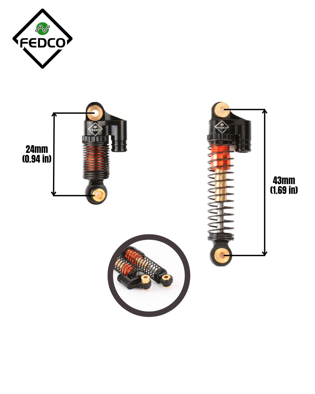FEDCO Shocks With Steering Links Set For 1/24 RC Crawler FMS FCX24 Upgrade Parts