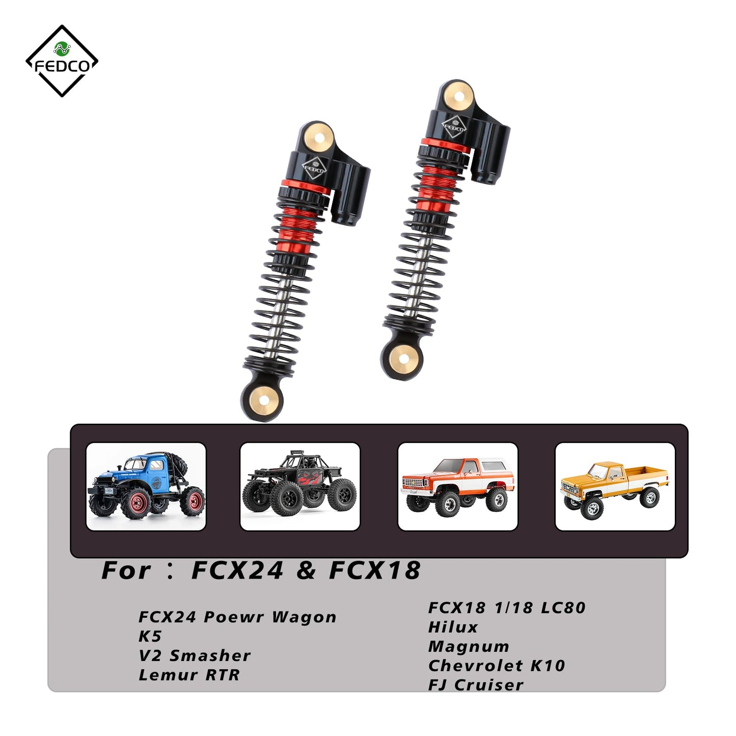 FEDCO FCX24 Shocks 47MM Oil-Filled Shocks Absorber With Springs For Axial SCX24 FMS FCX24 FCX18 Upgrades 1/24 1/18 RC Crawler