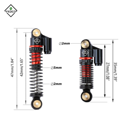 FEDCO FCX24 Shocks 47MM Oil-Filled Shocks Absorber With Springs For Axial SCX24 FMS FCX24 FCX18 Upgrades 1/24 1/18 RC Crawler