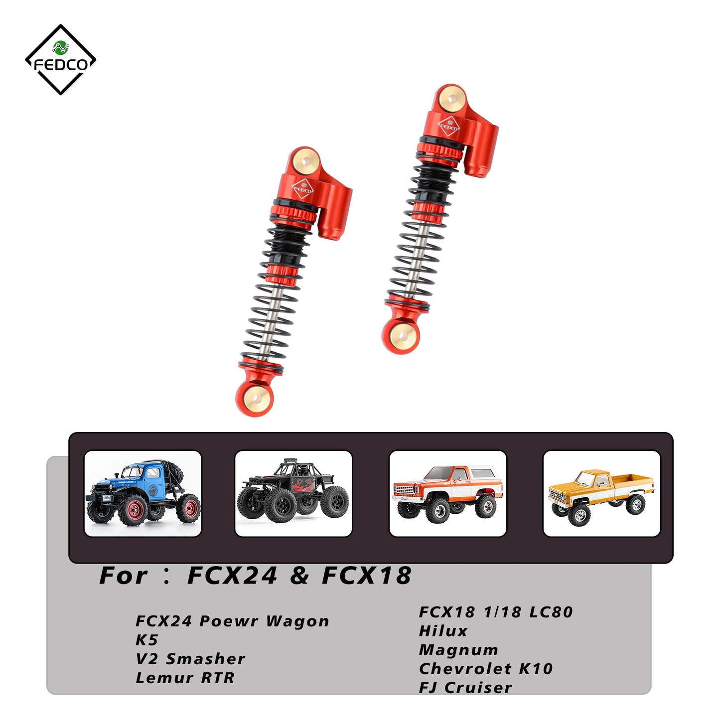 FEDCO FCX24 Shocks 47MM Oil-Filled Shocks Absorber With Springs For Axial SCX24 FMS FCX24 FCX18 Upgrades 1/24 1/18 RC Crawler