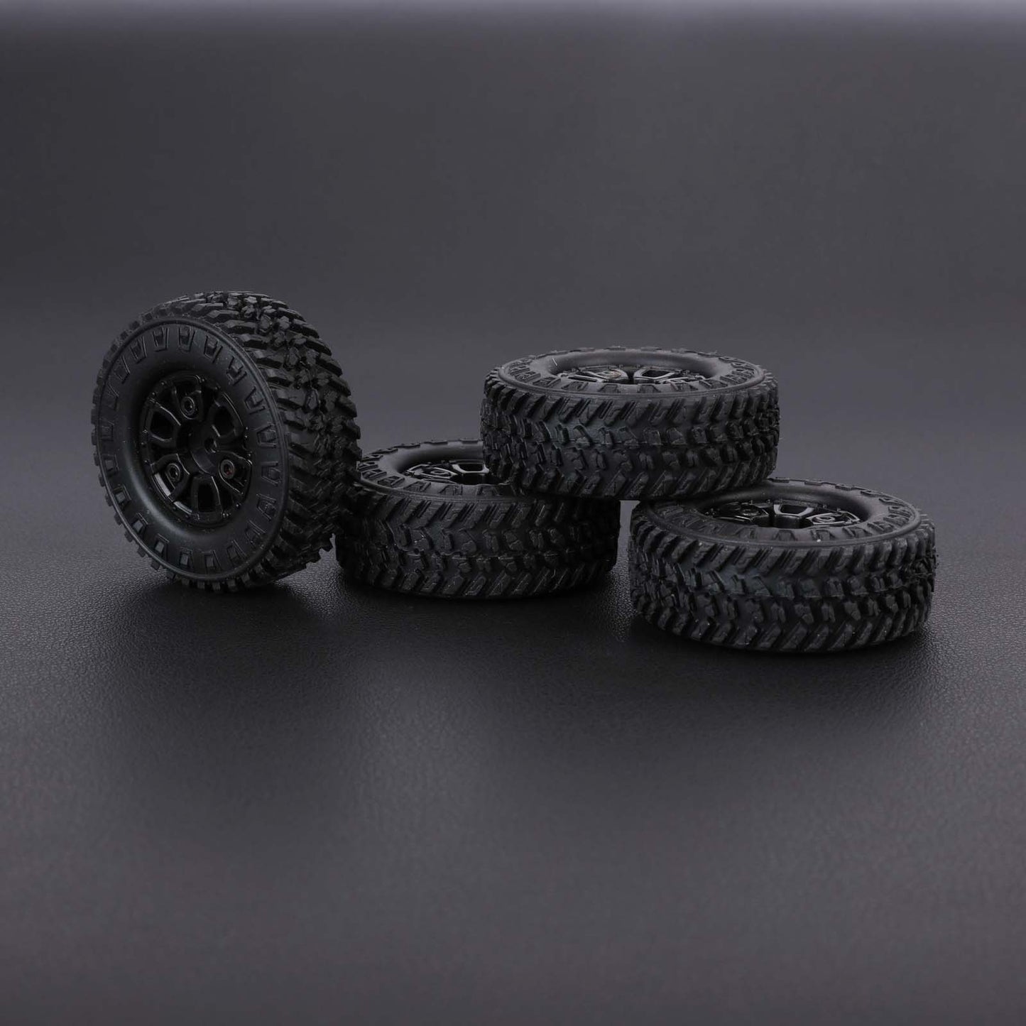 FEDCO FCX24 Wheels and Tires 1.0 Beadlock Wheels 50MM Soft Sticky Tires with Brass Counterweight Ring for FMS FCX24M FCX24 Upgrades 1/24 RC Crawler