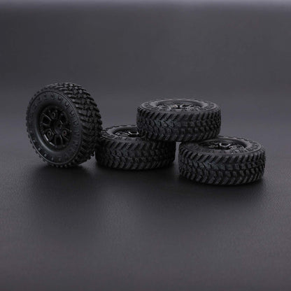 FEDCO FCX24 Wheels and Tires 1.0 Beadlock Wheels 50MM Soft Sticky Tires with Brass Counterweight Ring for FMS FCX24M FCX24 Upgrades 1/24 RC Crawler
