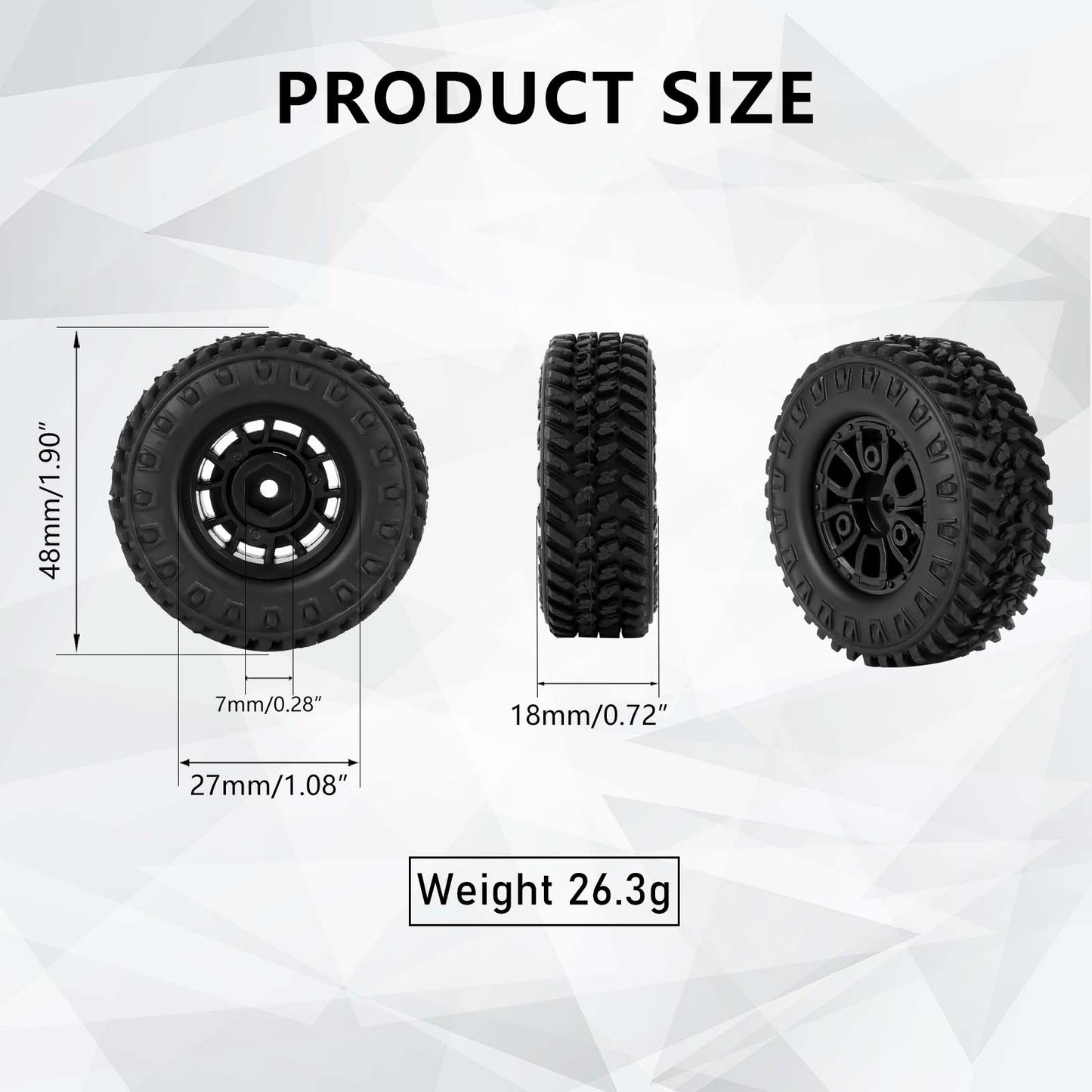 FEDCO FCX24 Wheels and Tires 1.0 Beadlock Wheels 50MM Soft Sticky Tires with Brass Counterweight Ring for FMS FCX24M FCX24 Upgrades 1/24 RC Crawler