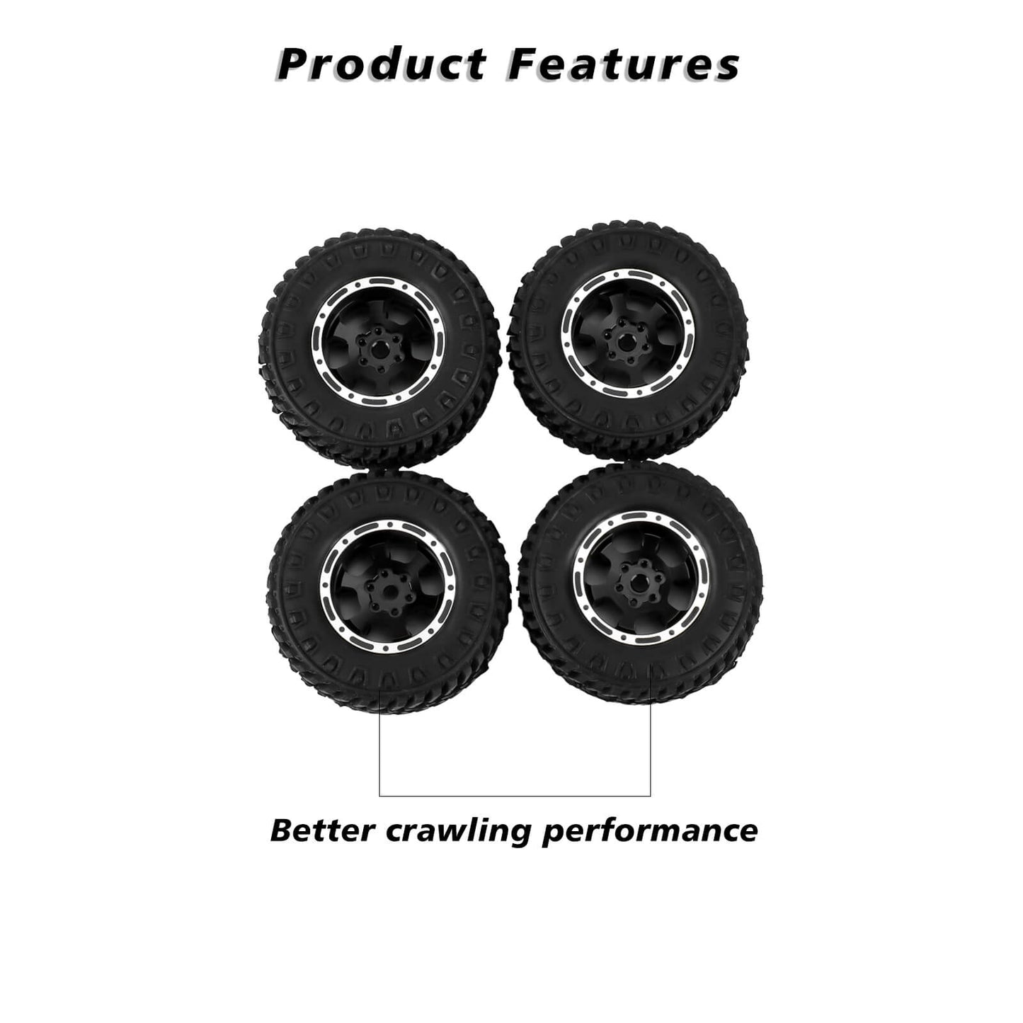 FEDCO FCX24 Wheels and Tires 1.0 Beadlock Wheels 50MM Soft Sticky Tires with Brass Counterweight Ring for FMS FCX24M FCX24 Upgrades 1/24 RC Crawler
