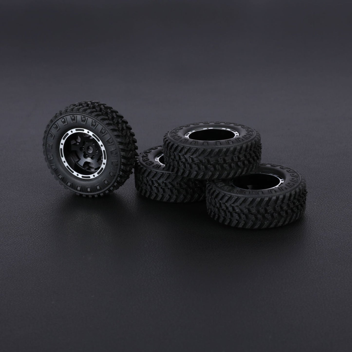 FEDCO FCX24 Wheels and Tires 1.0 Beadlock Wheels 50MM Soft Sticky Tires with Brass Counterweight Ring for FMS FCX24M FCX24 Upgrades 1/24 RC Crawler