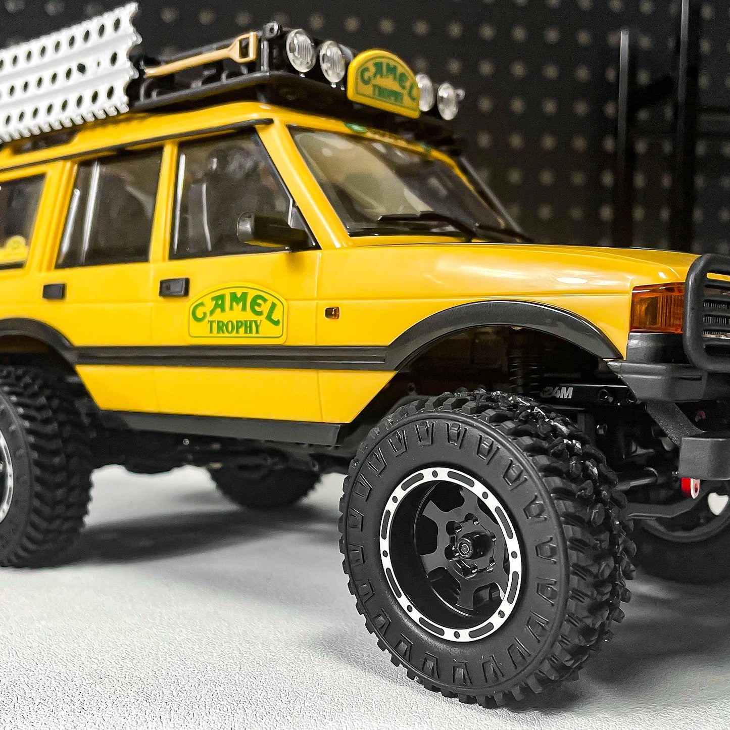 FEDCO FCX24 Wheels and Tires 1.0 Beadlock Wheels 50MM Soft Sticky Tires with Brass Counterweight Ring for FMS FCX24M FCX24 Upgrades 1/24 RC Crawler