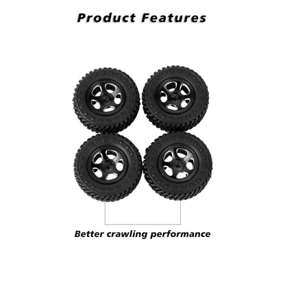 FEDCO FCX24 Wheels and Tires 1.0 Beadlock Wheels 50MM Soft Sticky Tires with Brass Counterweight Ring for FMS FCX24M FCX24 Upgrades 1/24 RC Crawler